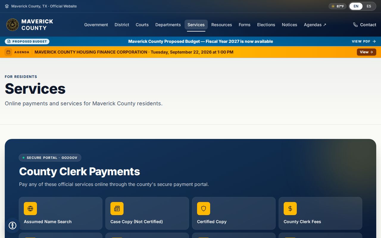 Maverick County traffic warrant research showing the five JP payment routes