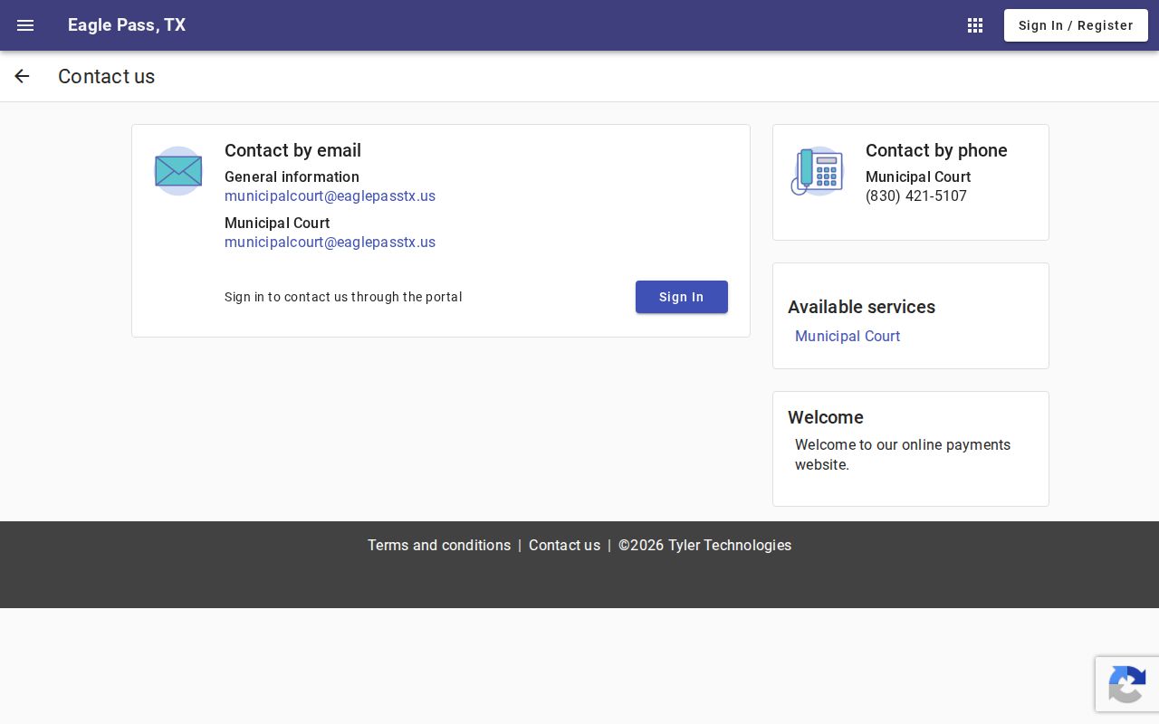 Maverick County municipal warrant research showing the official Eagle Pass court portal contact page