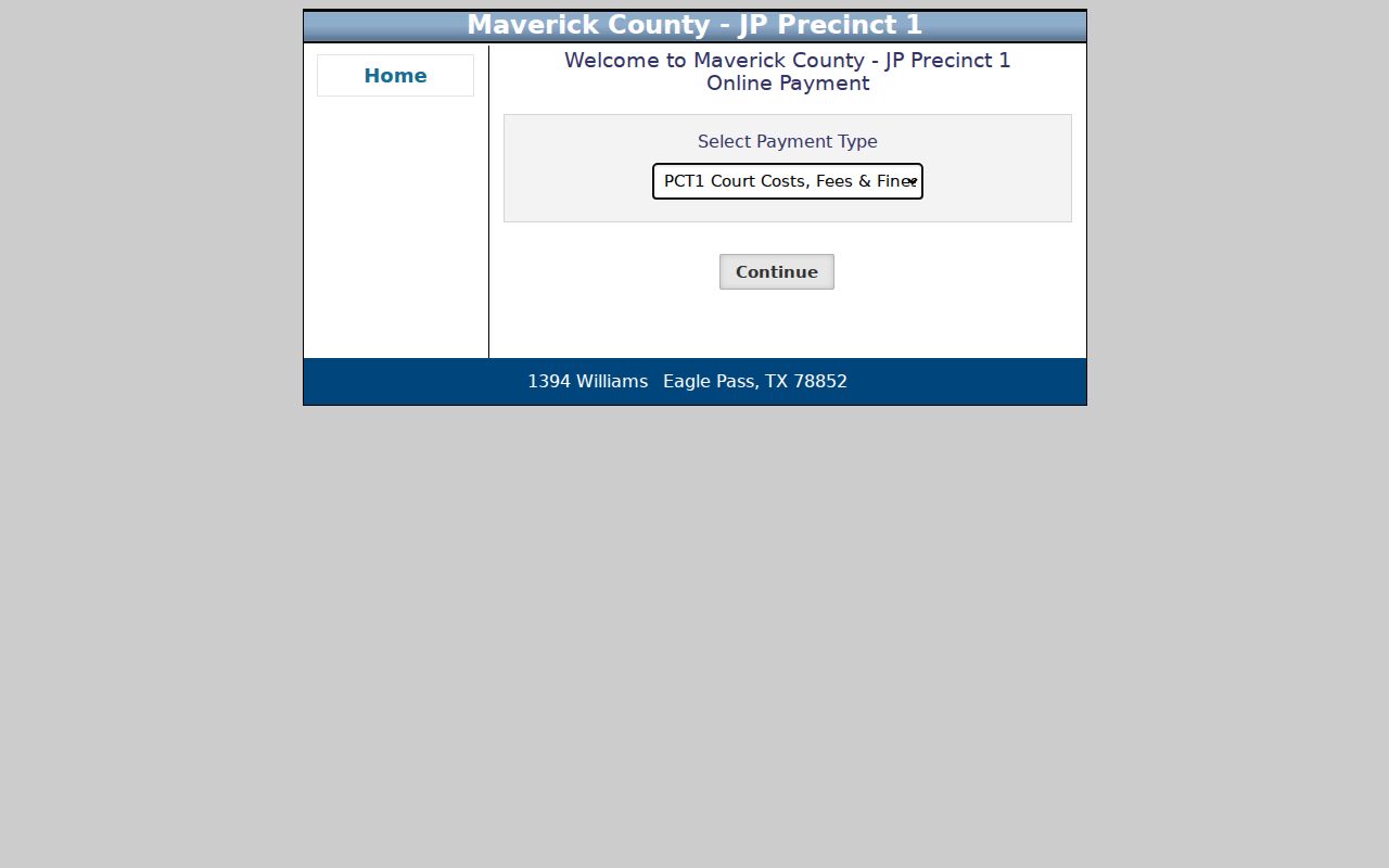 Maverick County bench warrant research showing the separate JP Precinct 1 payment vendor
