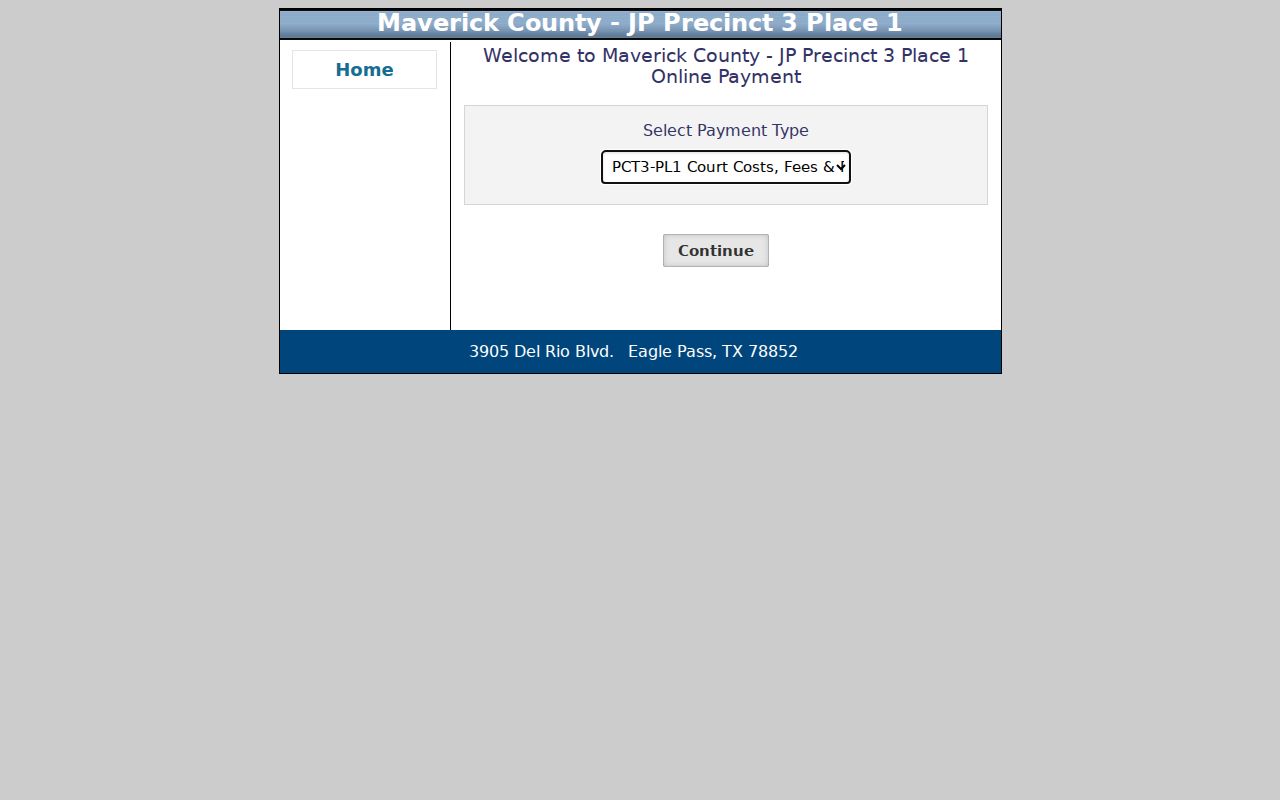 Maverick County traffic warrant research showing the JP 3 Place 1 payment endpoint
