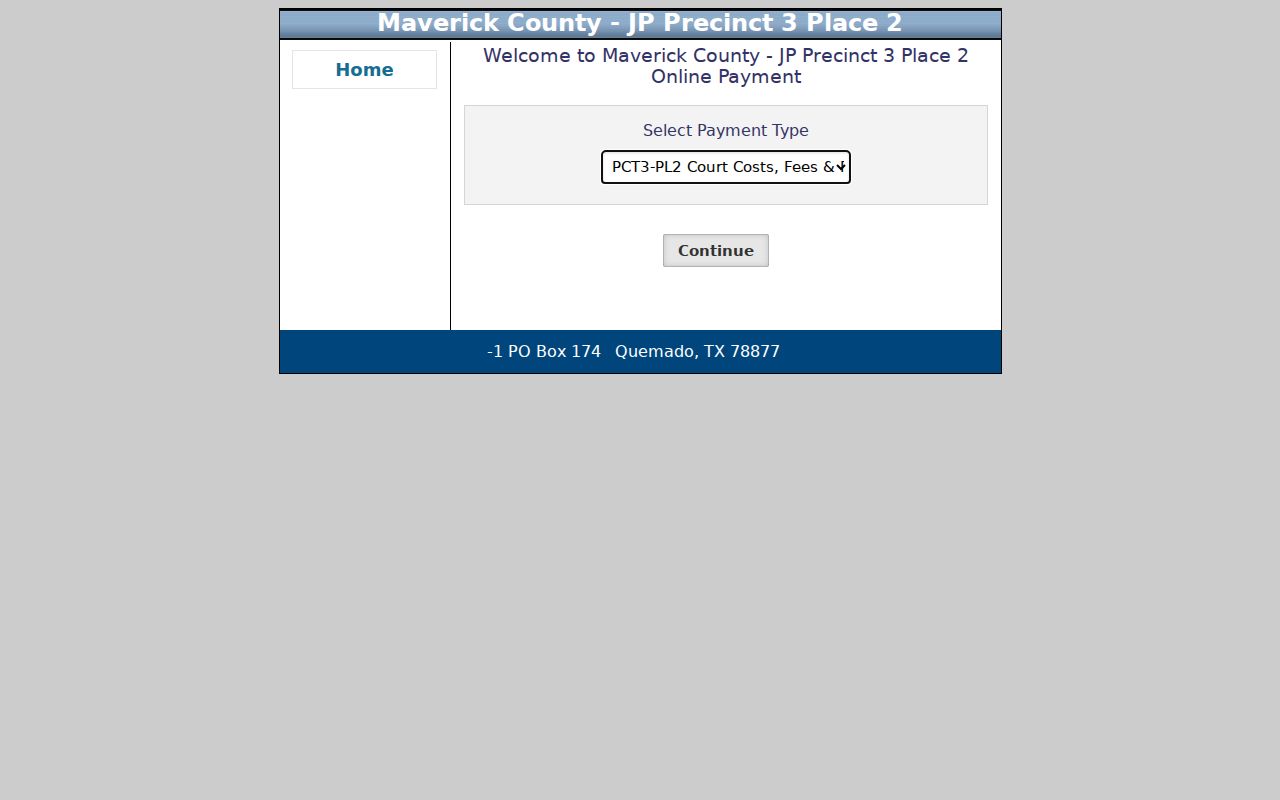 Maverick County traffic warrant research showing the JP 3 Place 2 payment portal