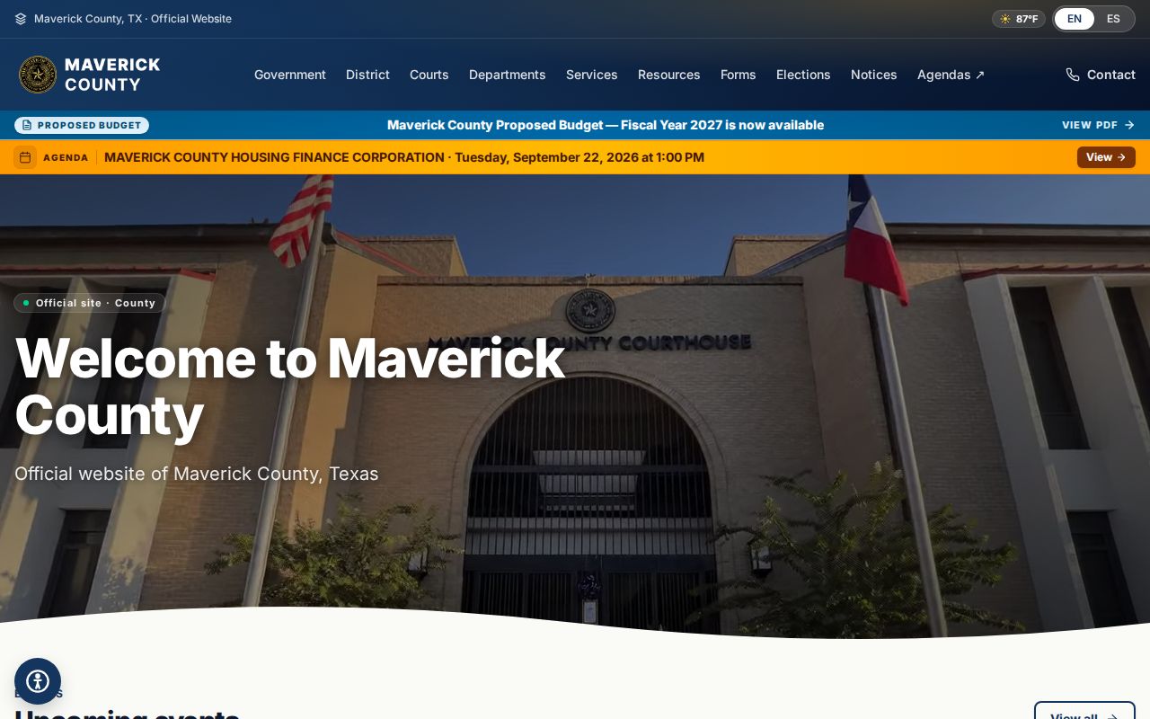 Maverick County warrant records research starting from the official county homepage